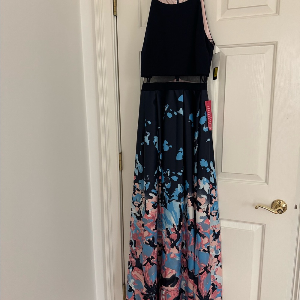 Betsy & Adam Formal Gown with Cut Outs and mesh panels  sz 10